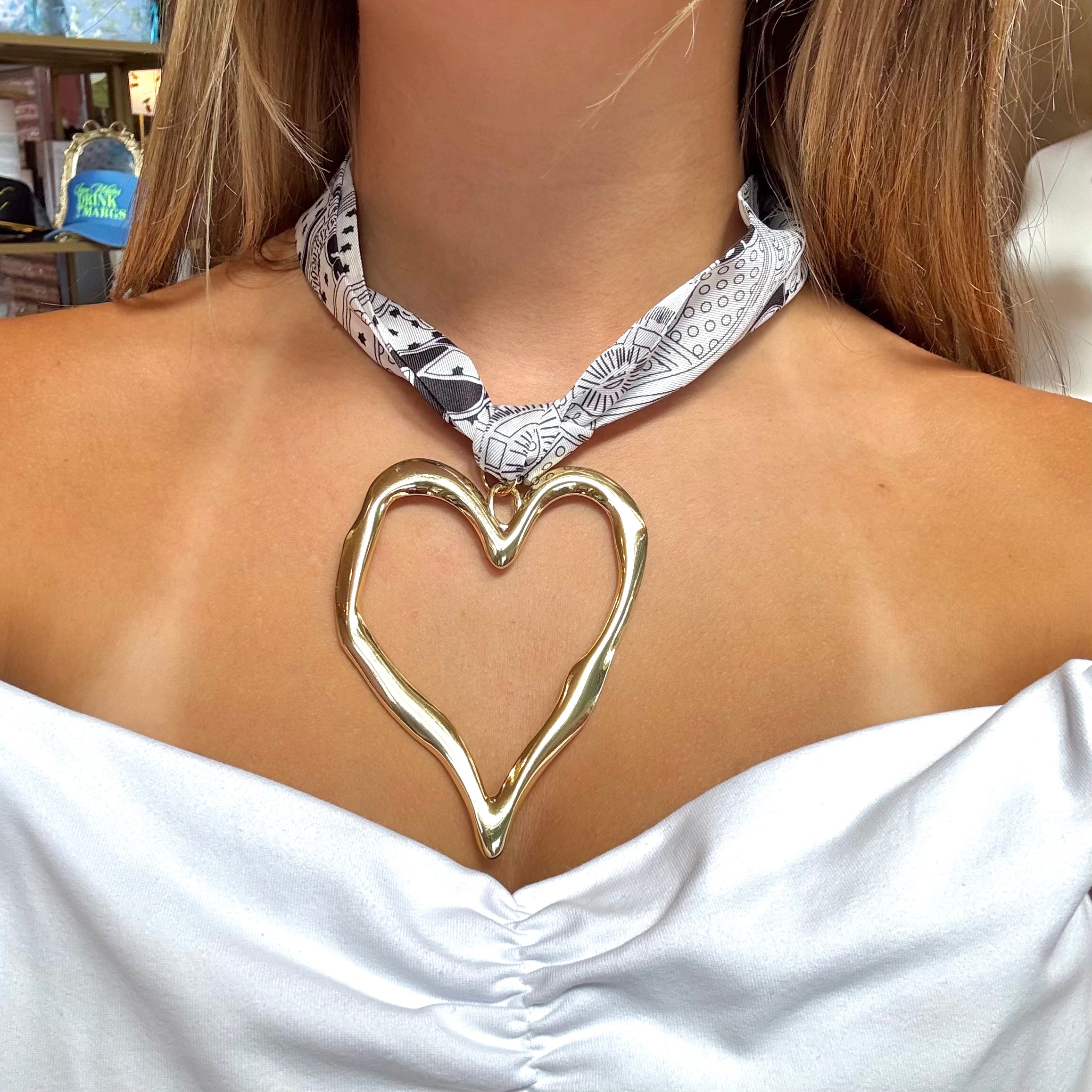 Heart of Gold Scarf Necklace