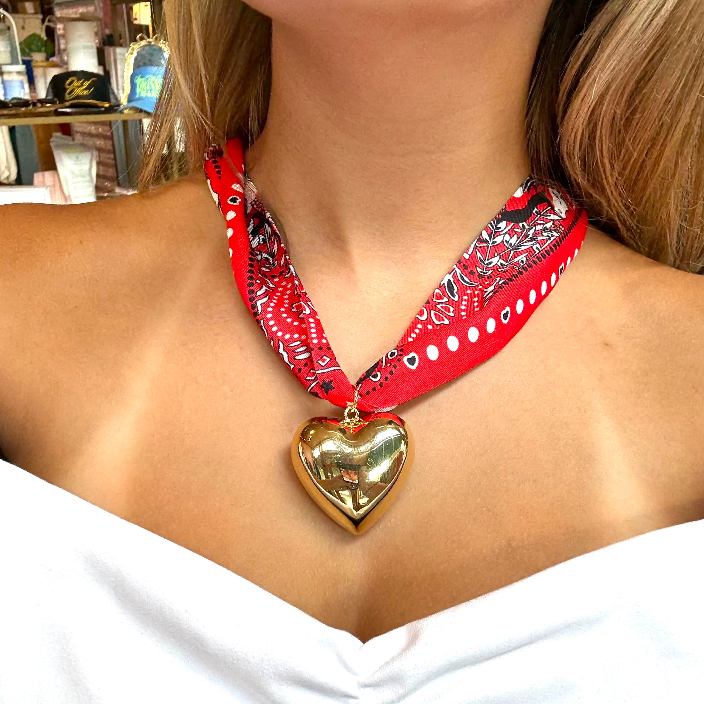 Bandana Babe Scarf Necklace In Red