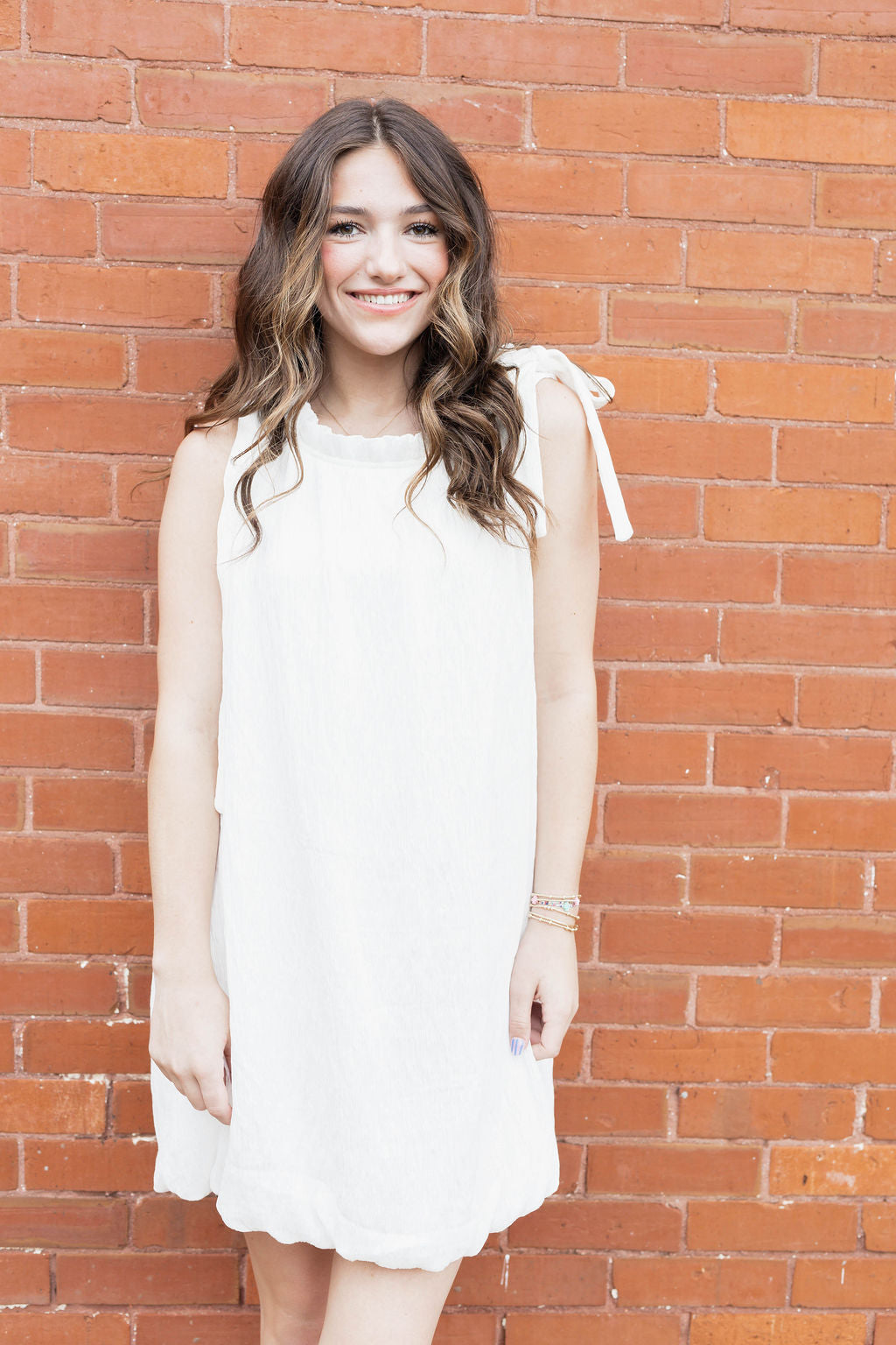 Bubble and Bows Dress In White