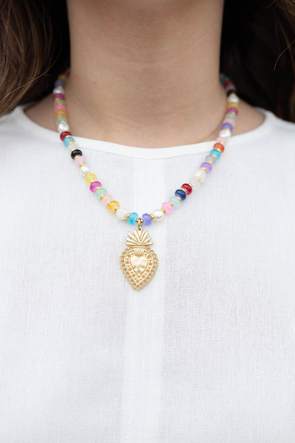 Hearts Aglow Beaded Necklace