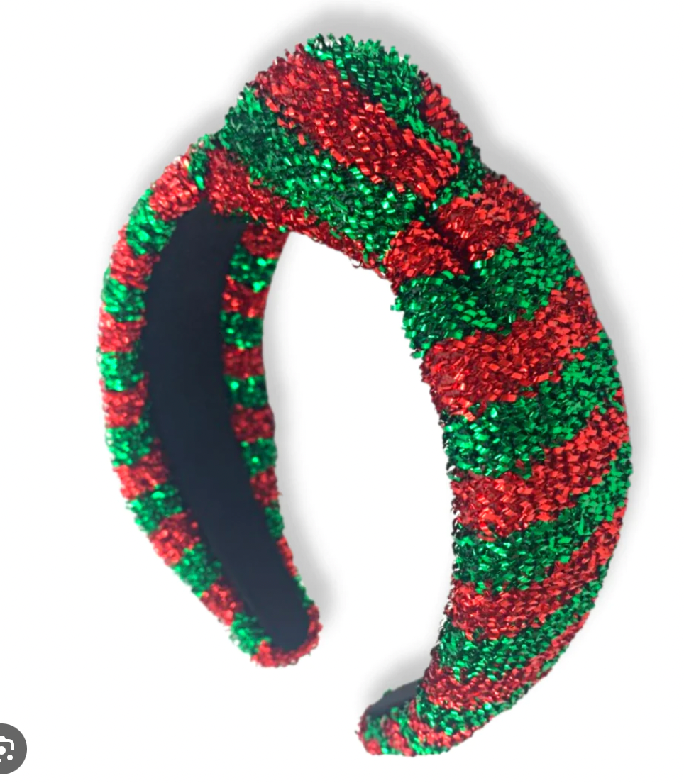 Green + Red Stripe Knotted Headband