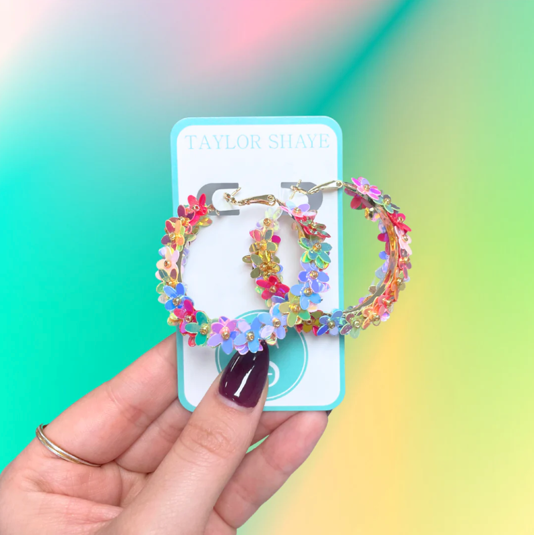 Lily Flower Hoops In Rainbow