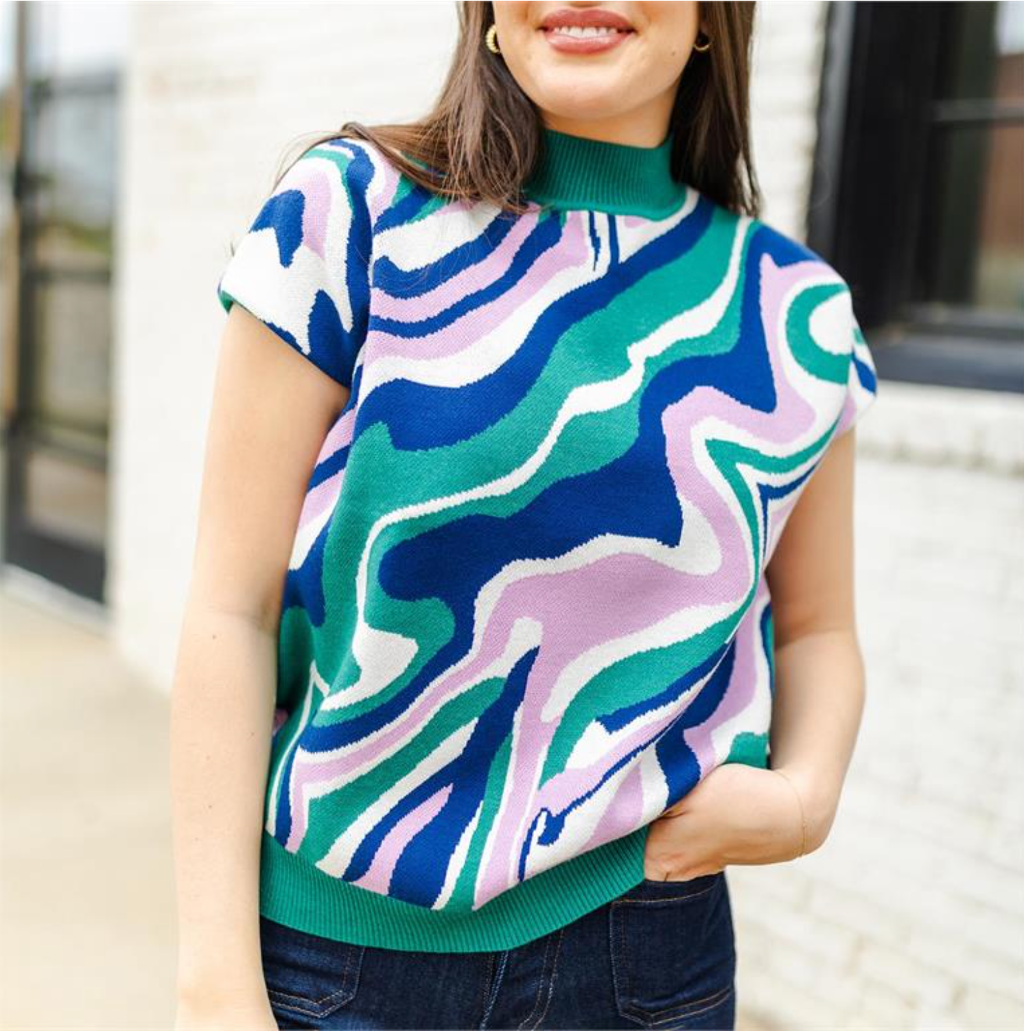 Noelle Sweater In Magic Marble Green