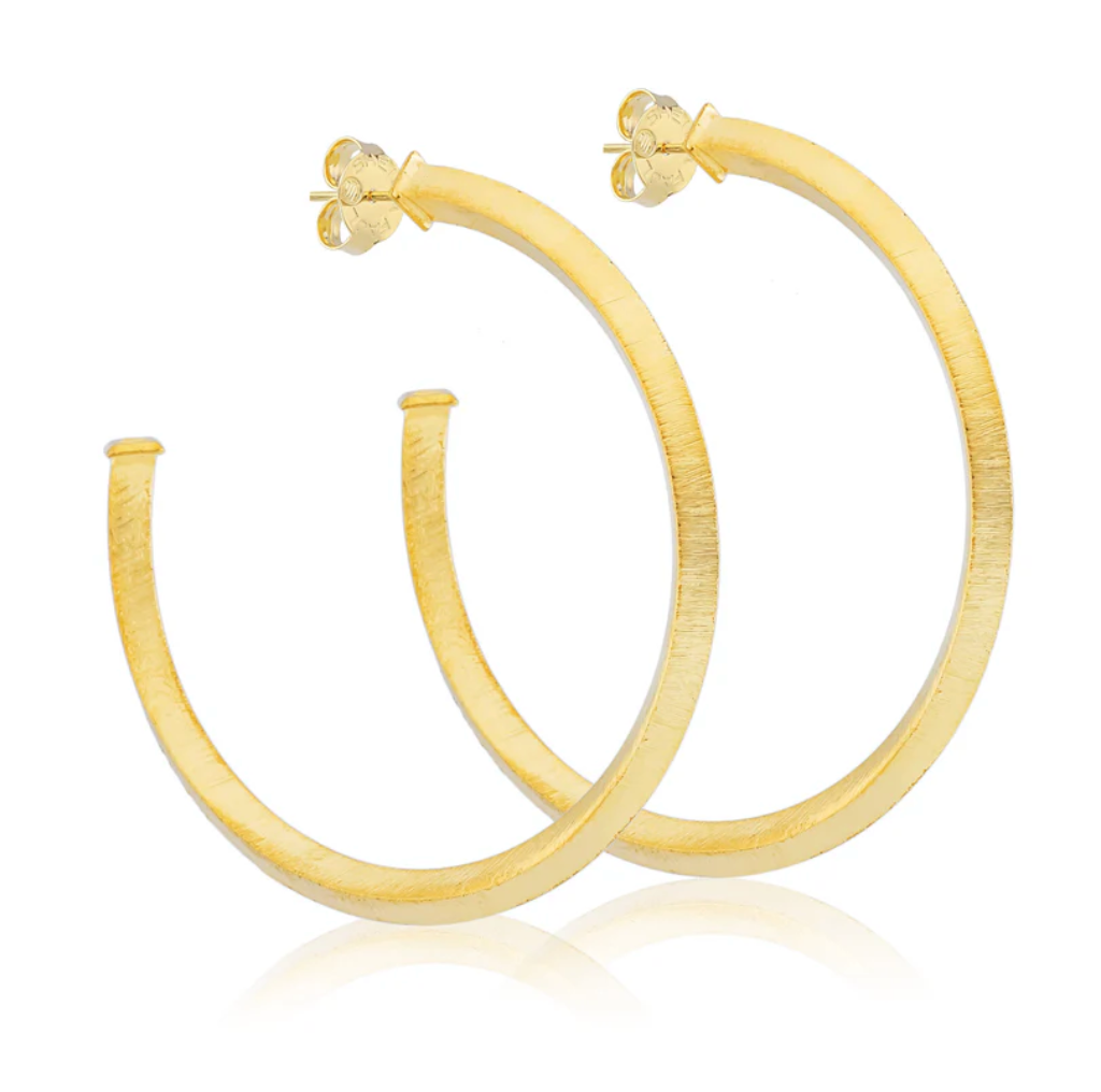 Celine Pyramid Hoops in Brushed 18K Gold Plated