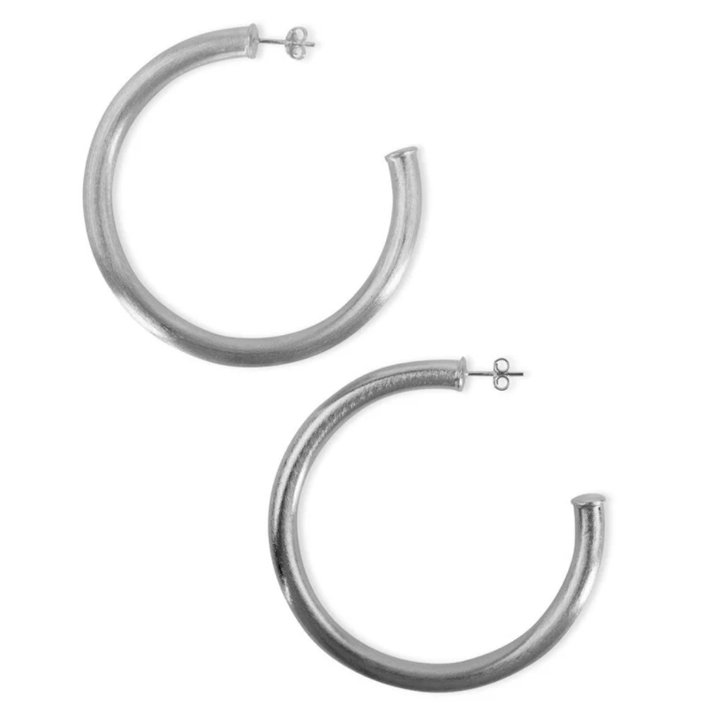 Arlene Hoops in Brushed Silver Plated