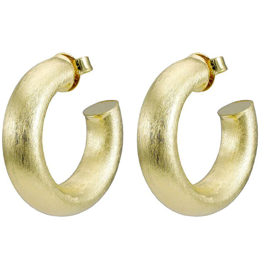 Small Chantal Hoops in Brushed 18K Gold