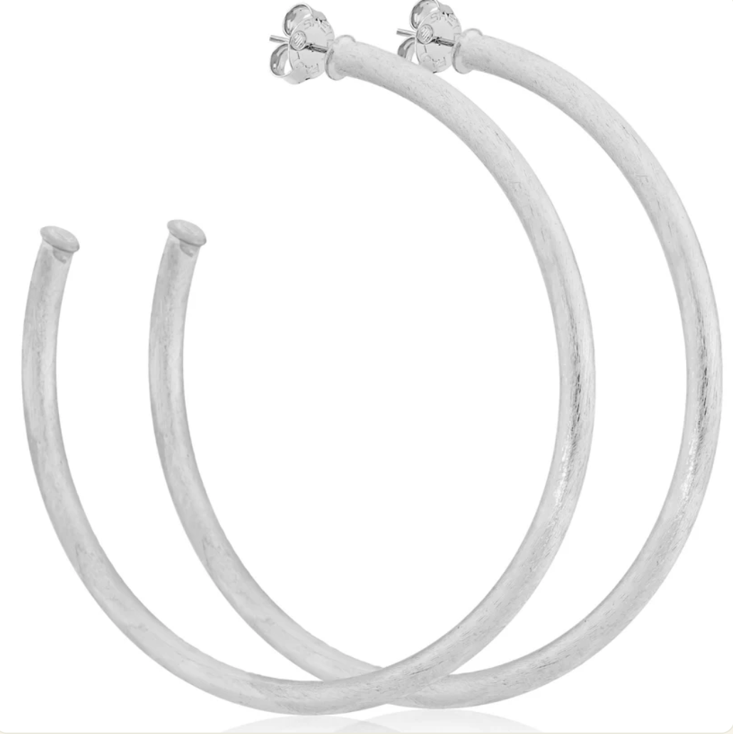 Liana Hoops in Brushed Silver Plated