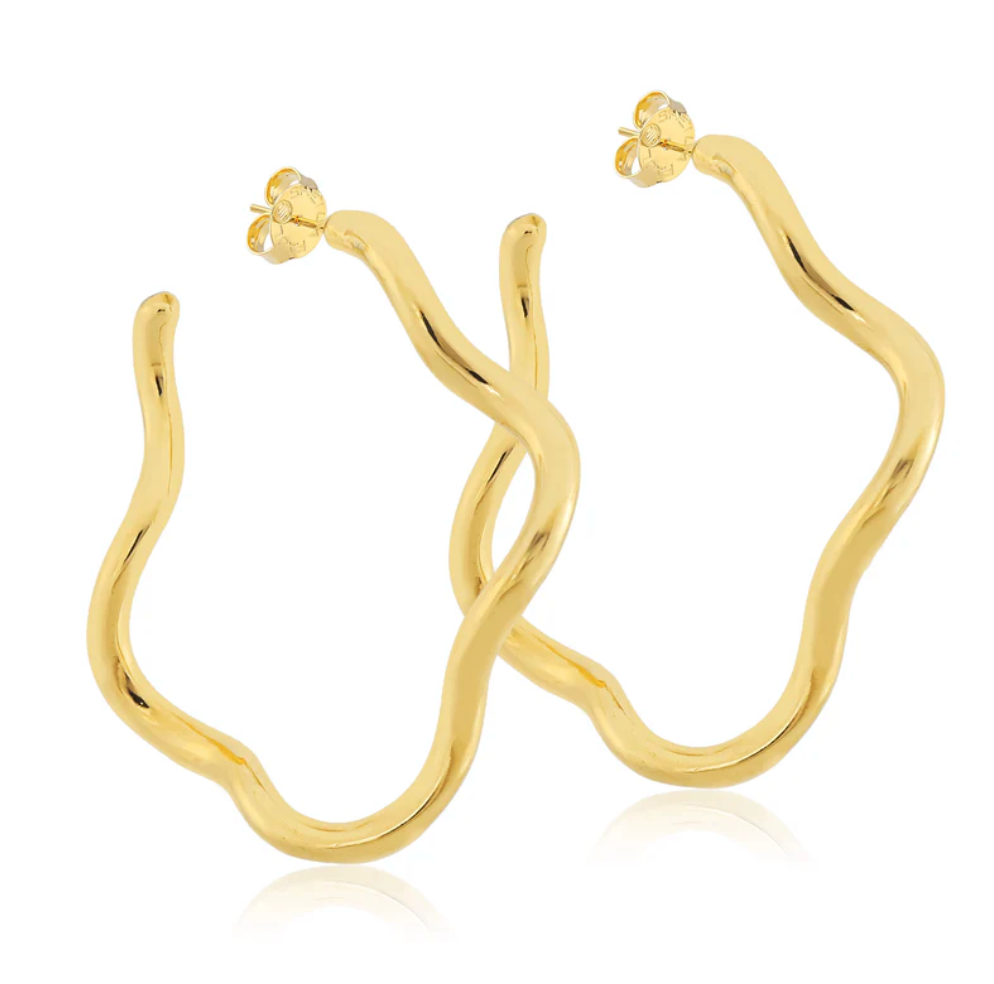 Wiggle Wiggle Hoops in Shiny 18K Gold Plated