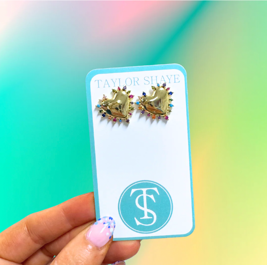 Rainbow Heart Studs