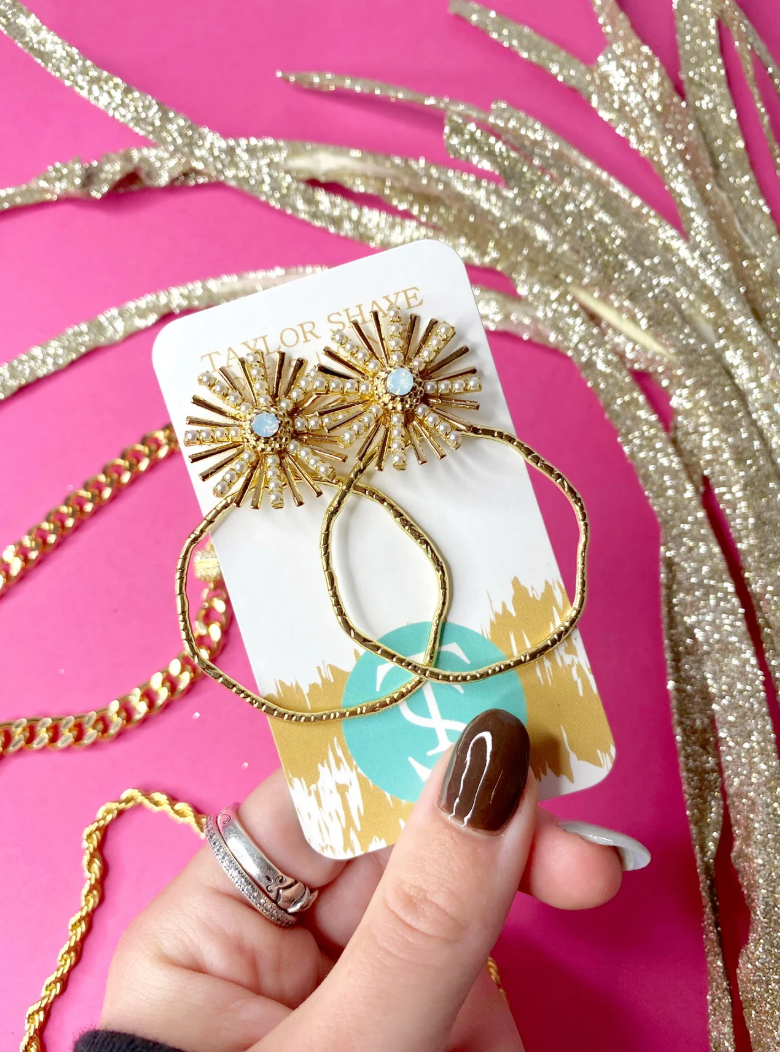Opal Sunburst Hoops
