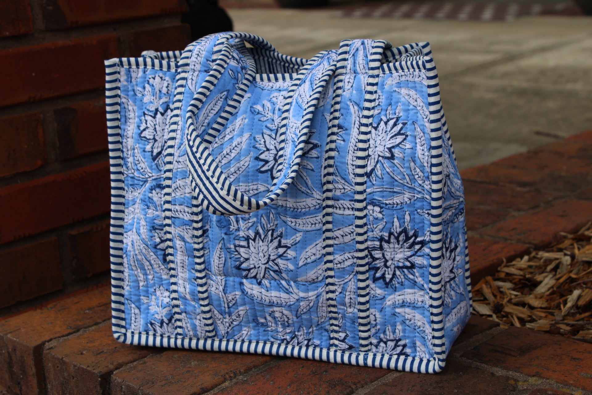 Mini Quilted Tote In Tide + Twirl