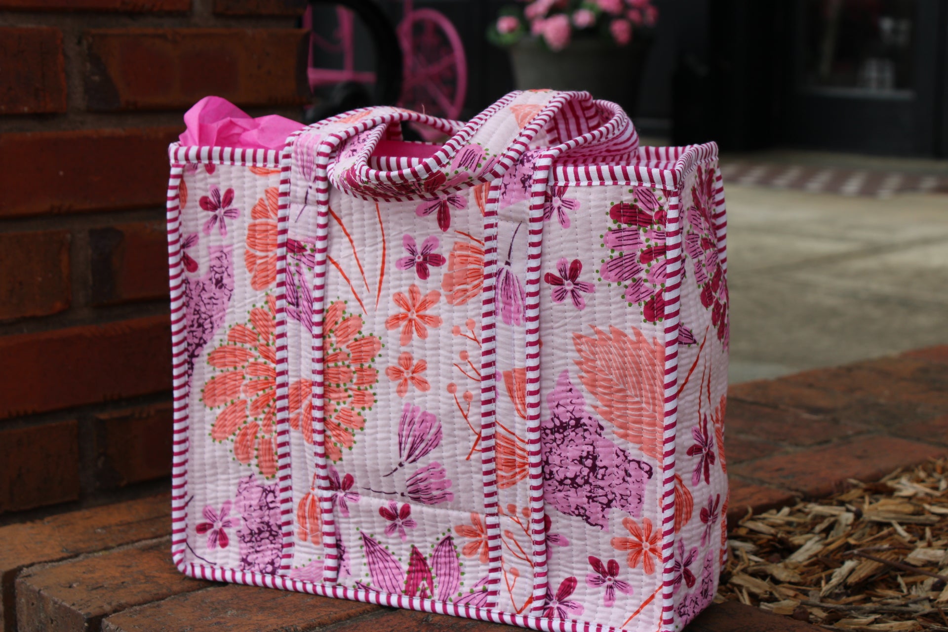 Mini Quilted Tote In Sweet Tart