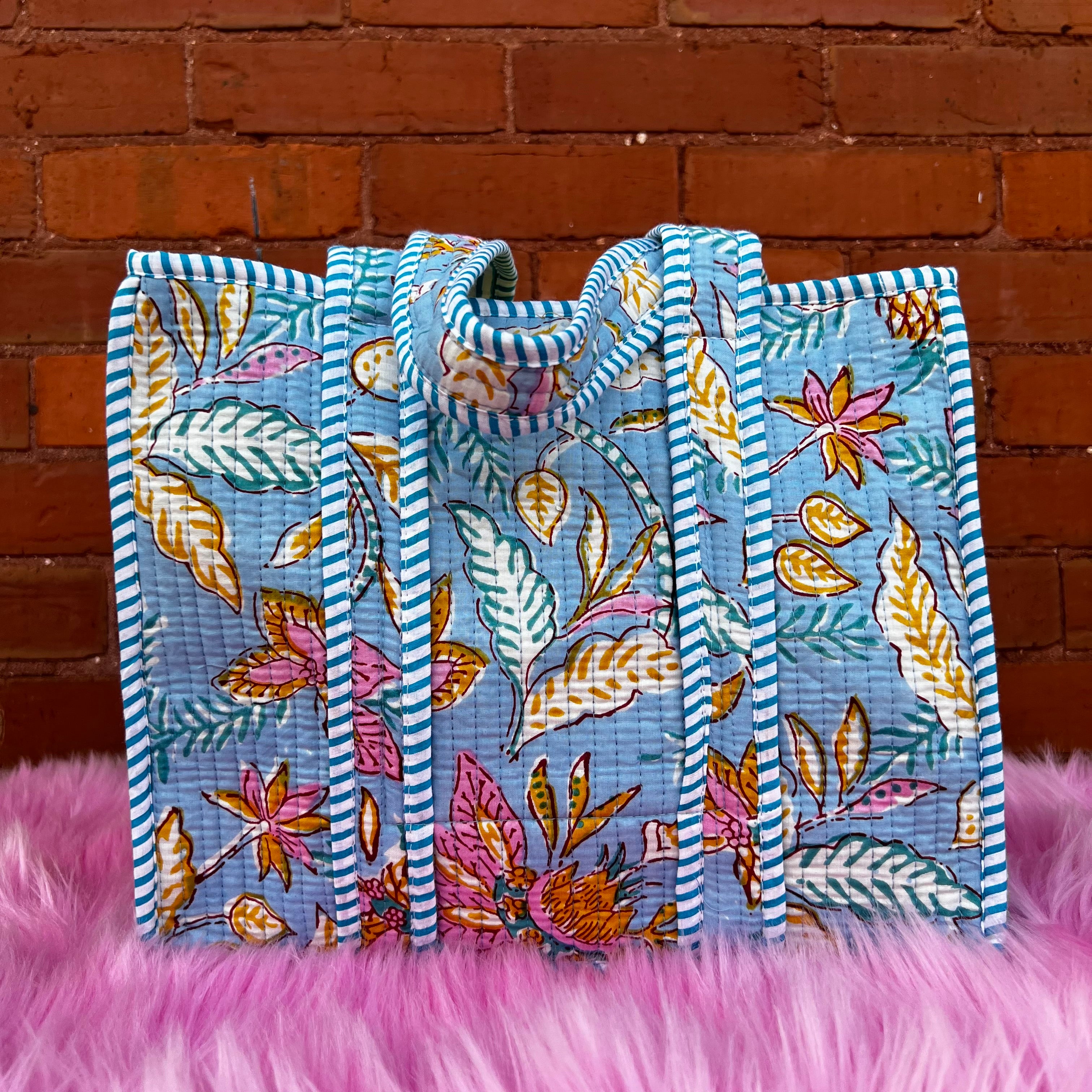 Mini Quilted Tote In Morning Glory