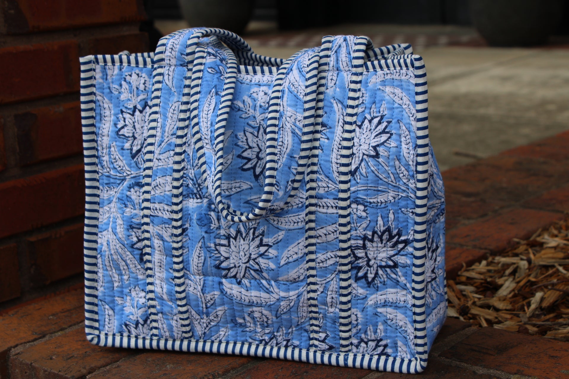 Mini Quilted Tote In Tide + Twirl