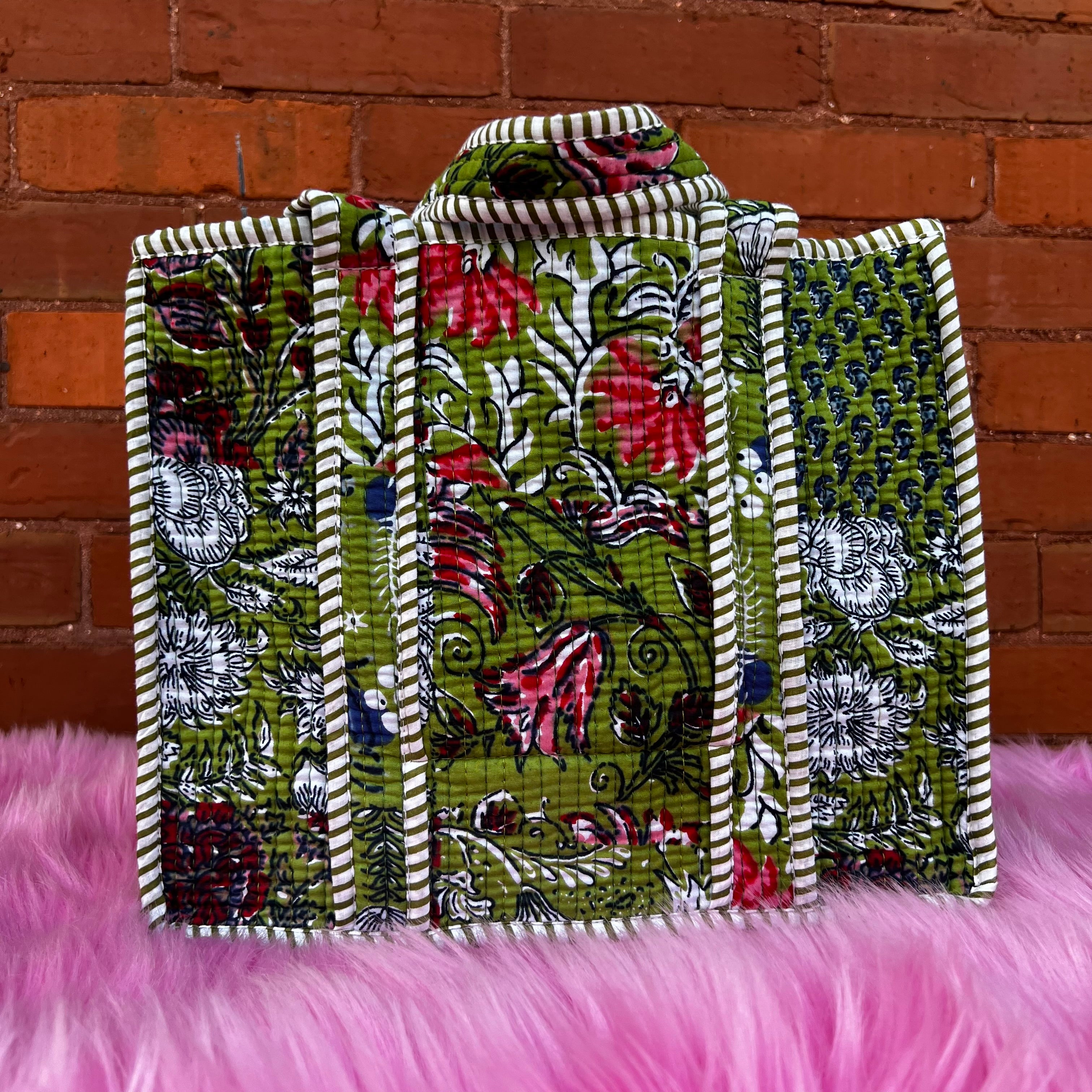 Mini Quilted Tote In Deep Roots