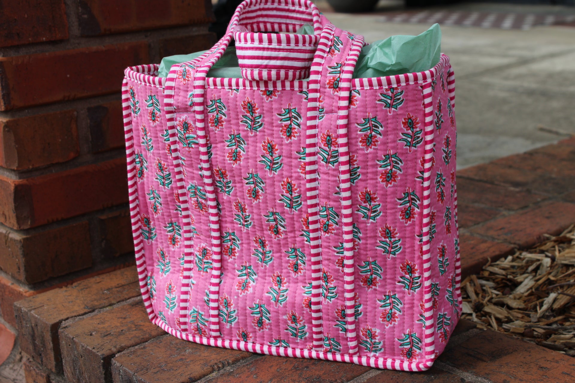 Mini Quilted Tote In Pink Punch
