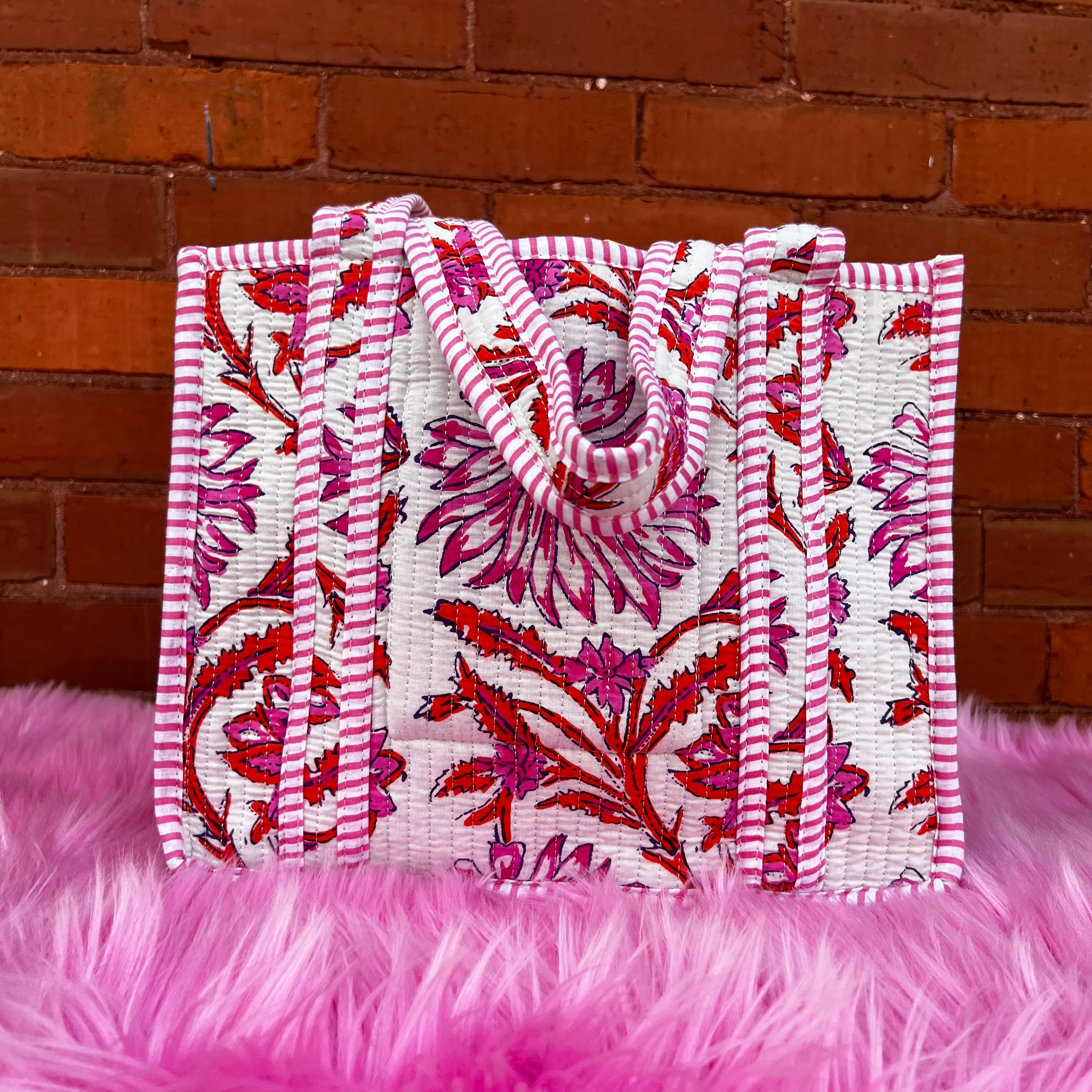 Mini Quilted Tote In Tangerine Dream