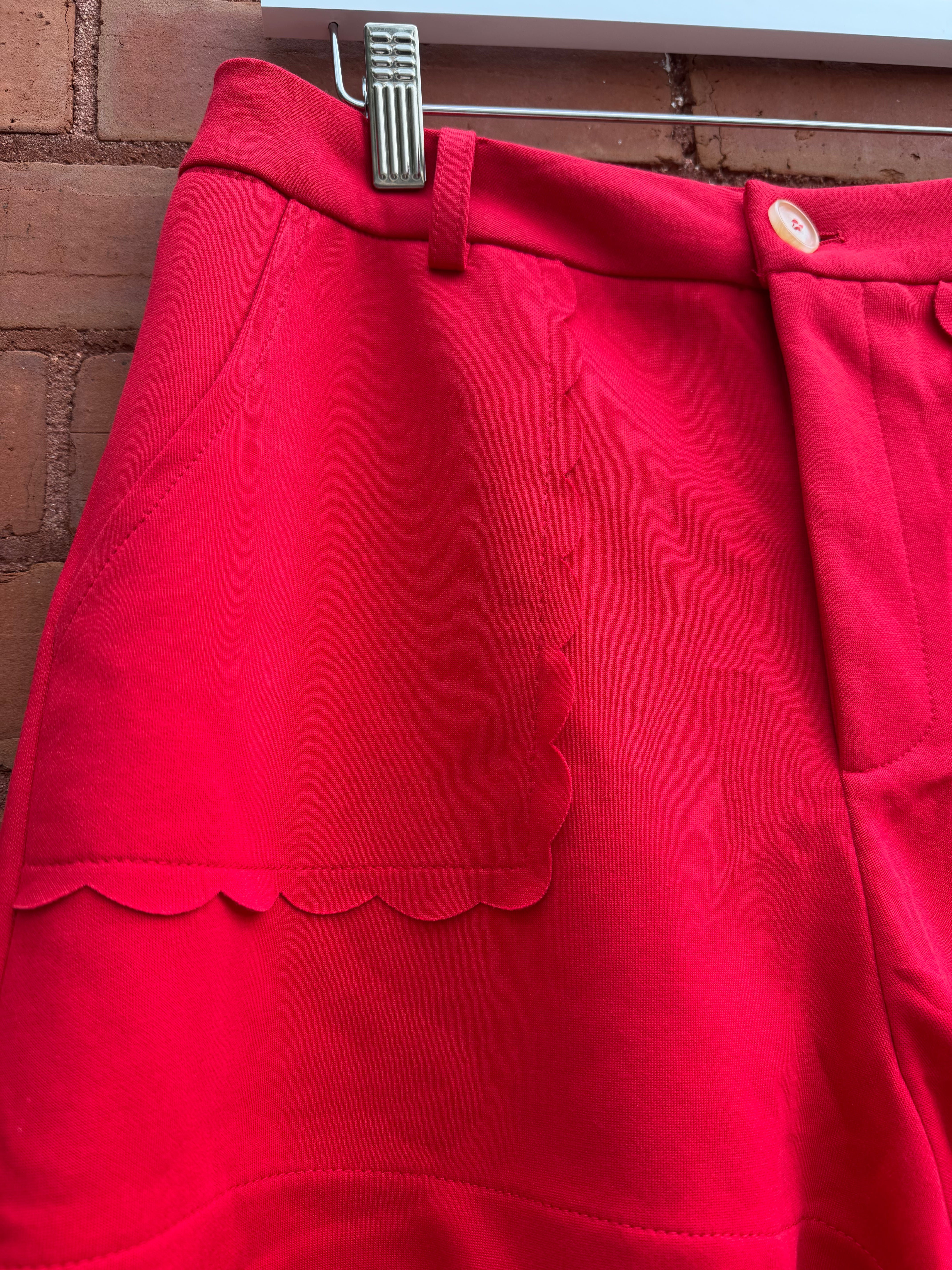 East Coast Scalloped Shorts In Red