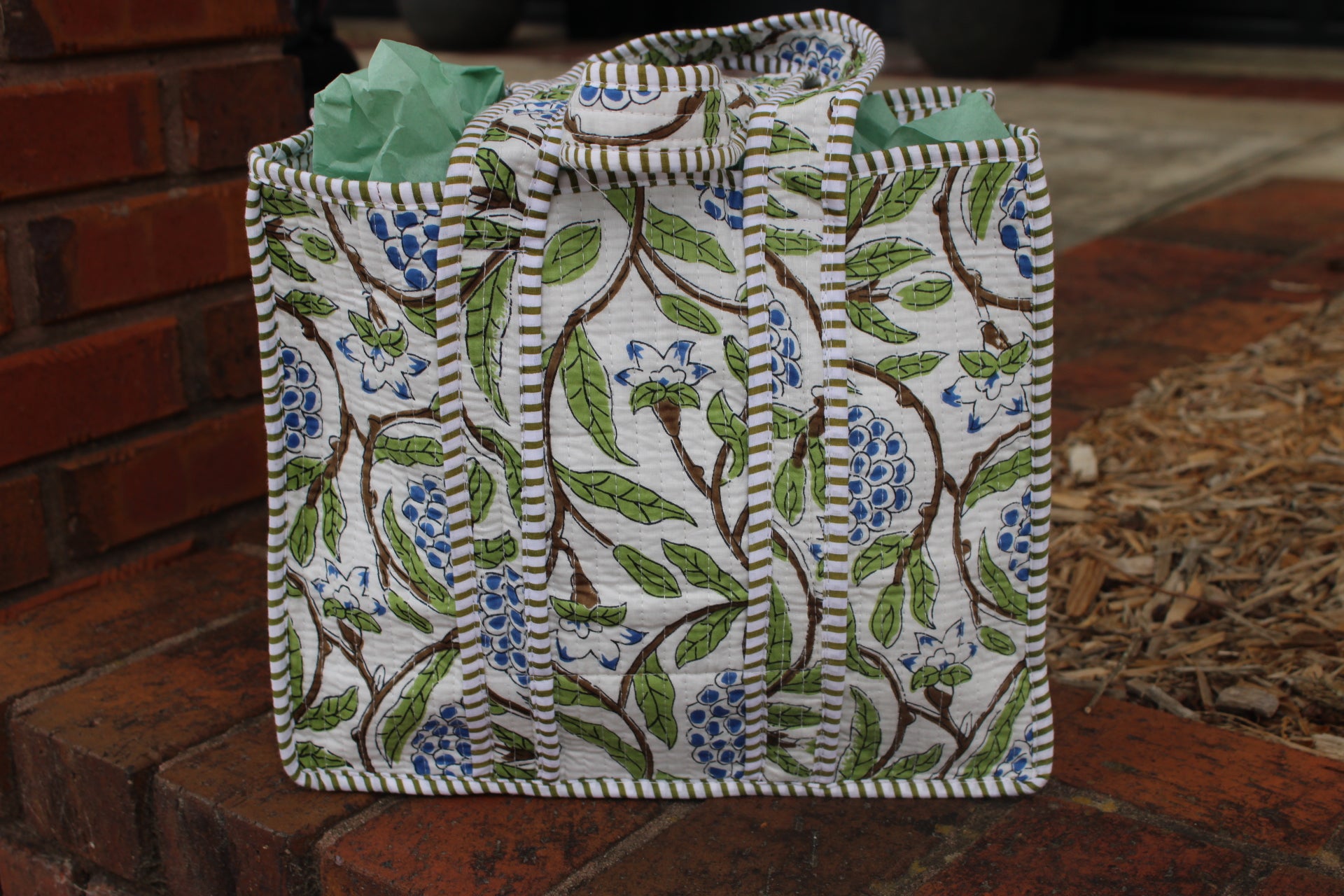 Mini Quilted Tote In Coastal Prep