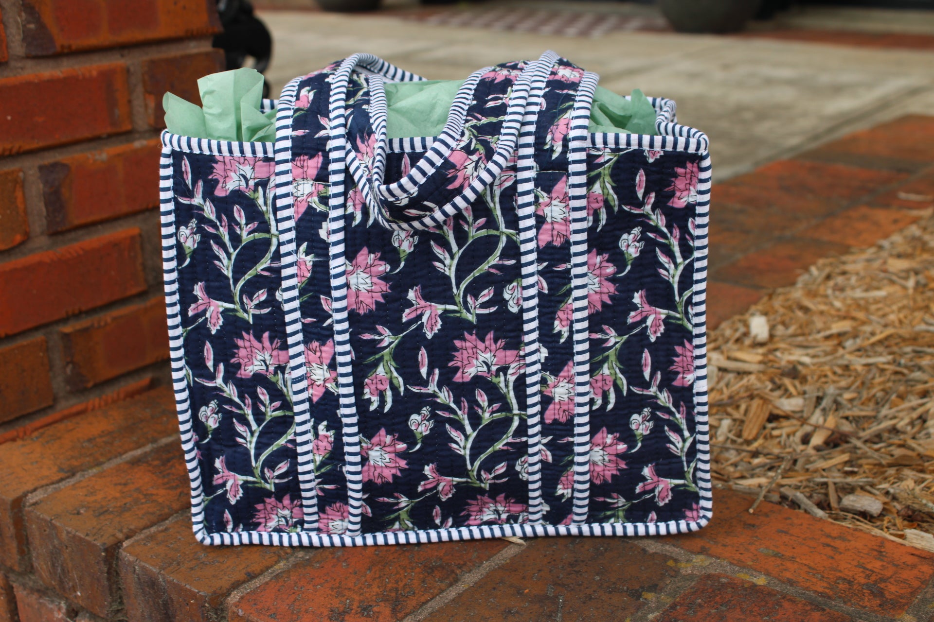 Mini Quilted Tote In Coastal Classic