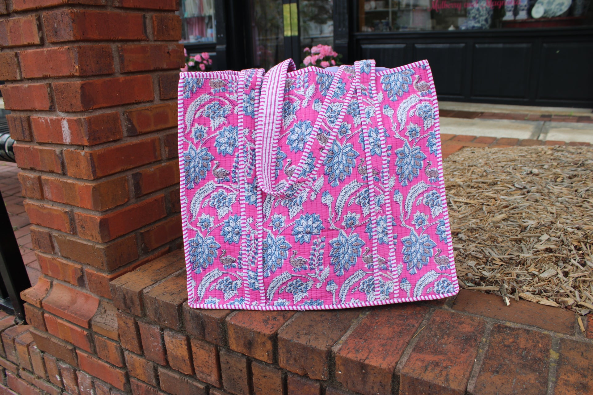 Quilted Tote In Garden Gate
