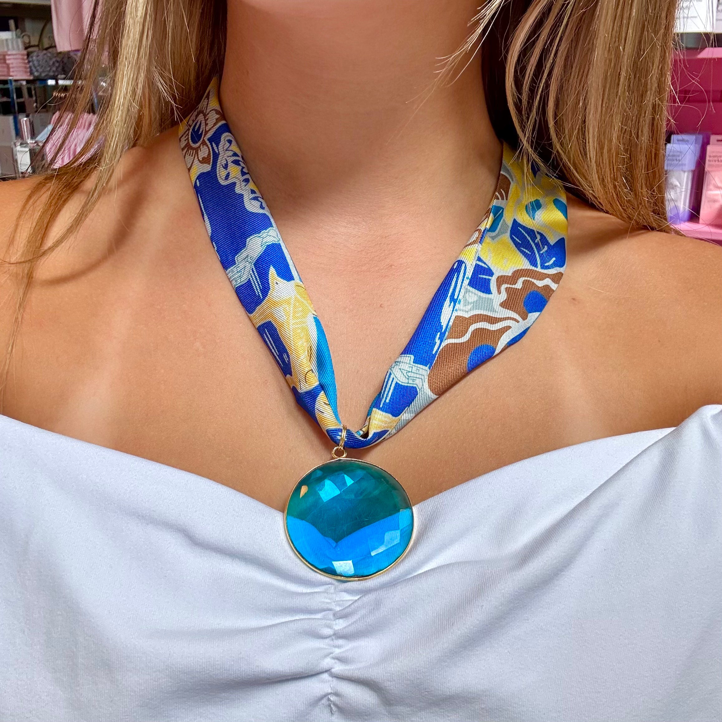 Blue Haze Scarf Necklace