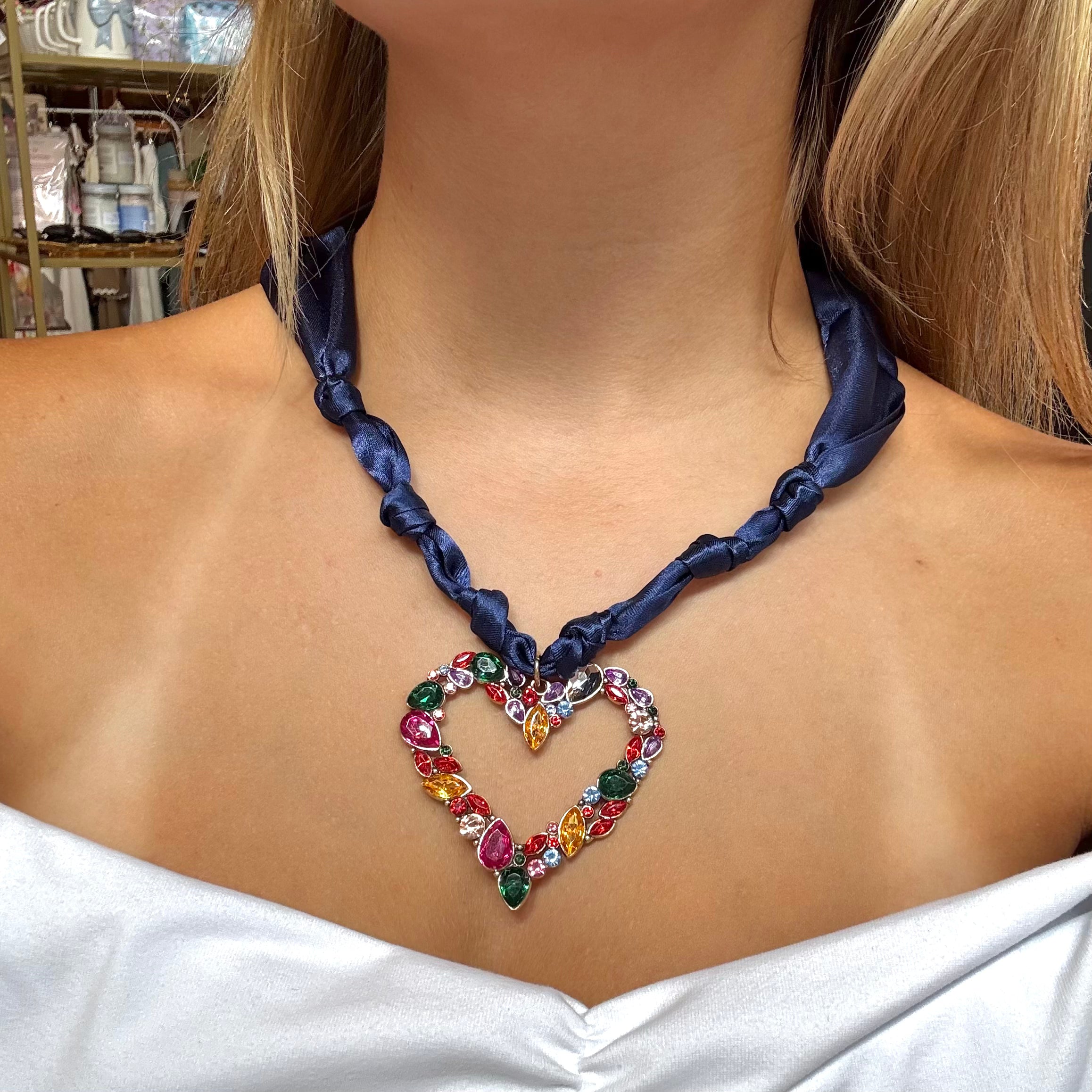 Moonlight Heart Scarf Necklace