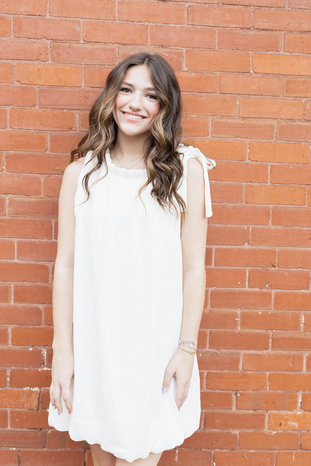 Bubble and Bows Dress In White