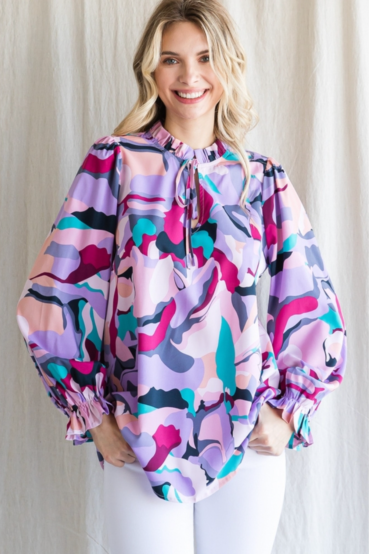 Lillian Abstract Print Top