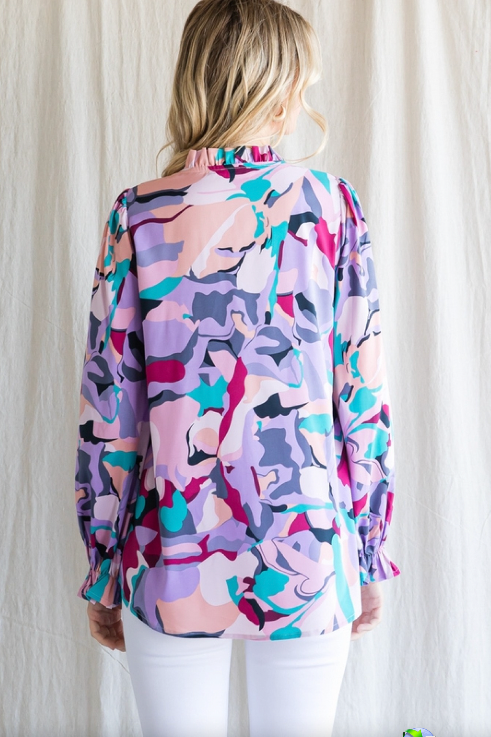 Lillian Abstract Print Top