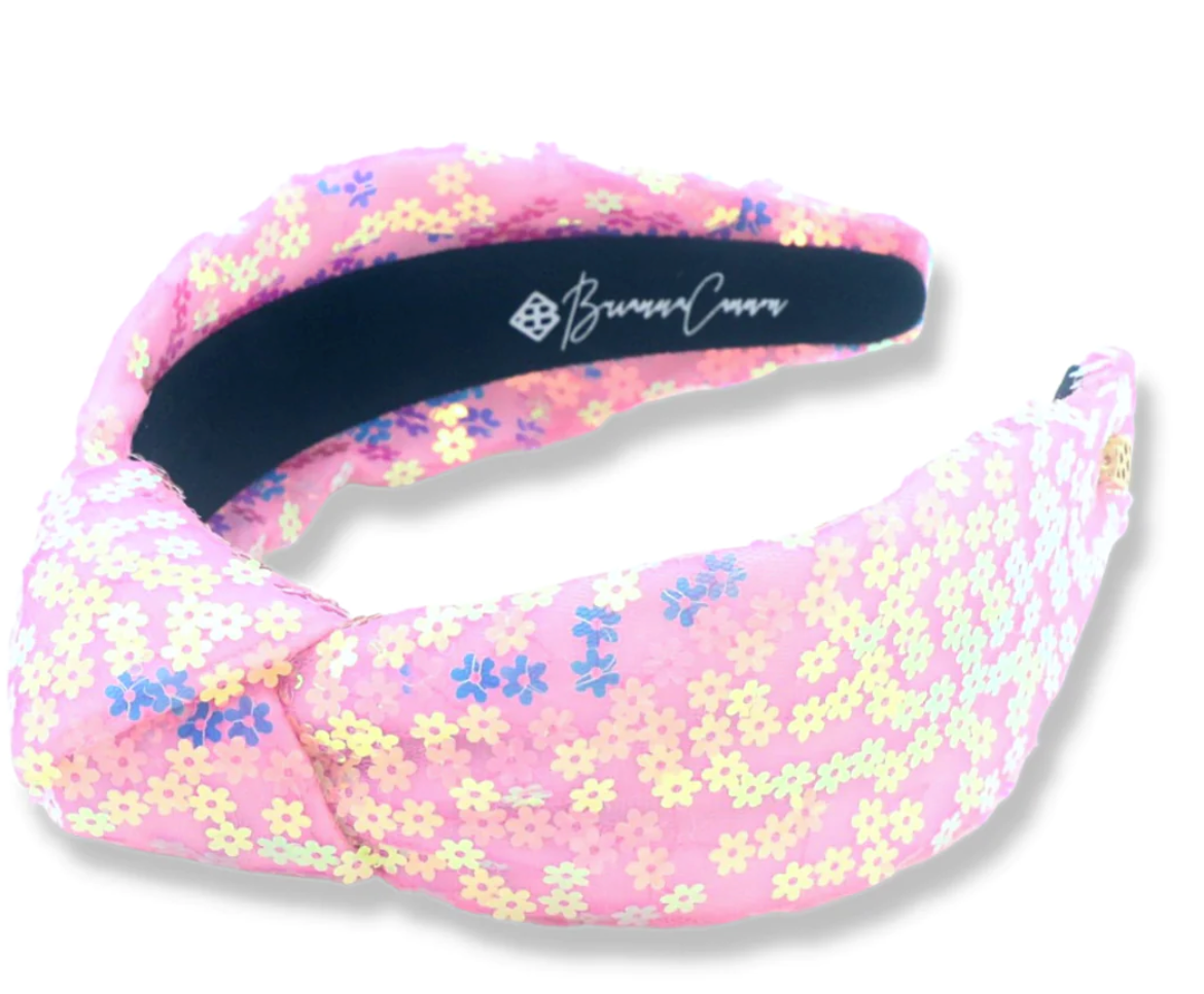 Pink Sequin Flower Headband