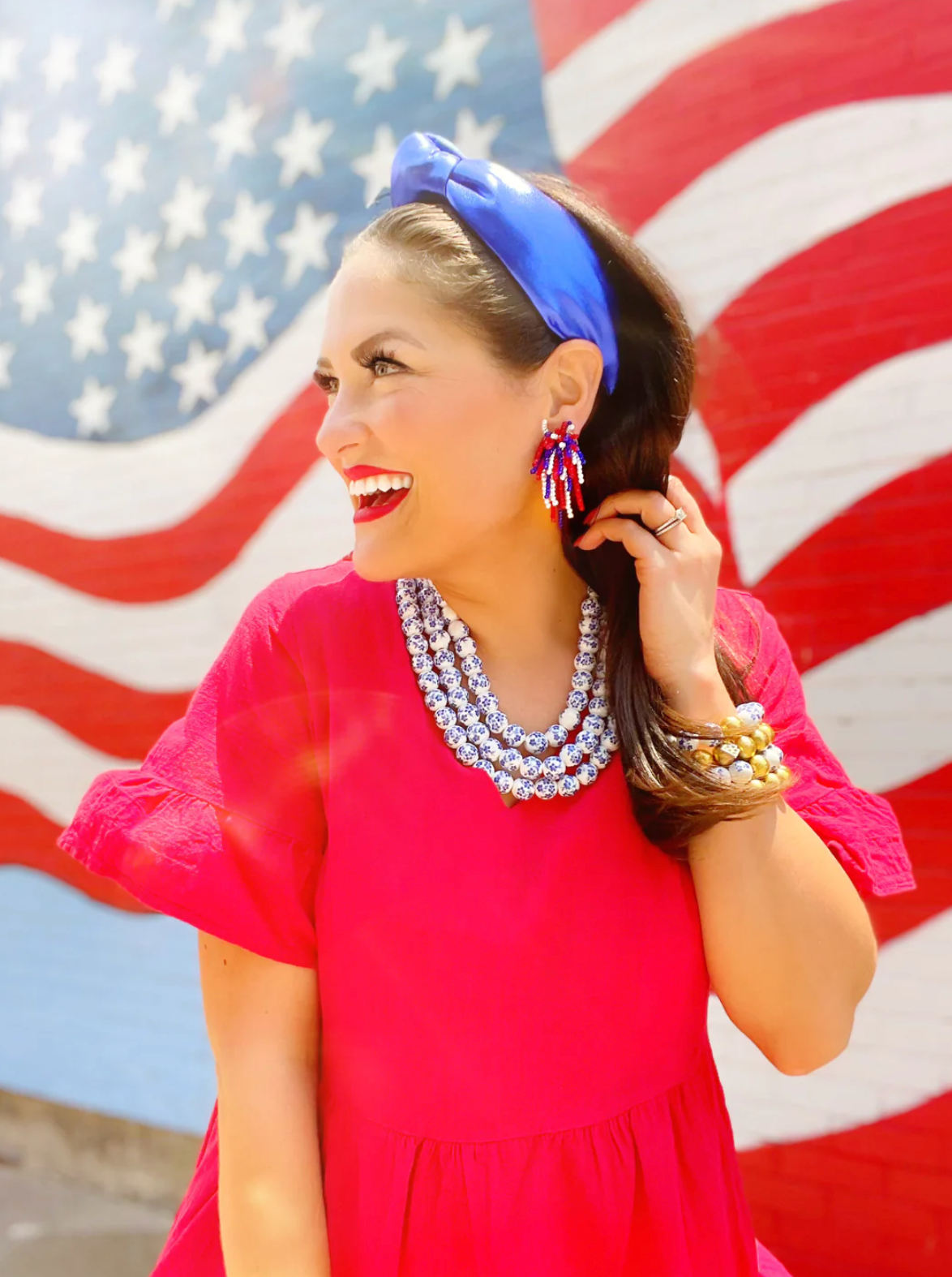 Blue Puff Metallic Knotted Headband