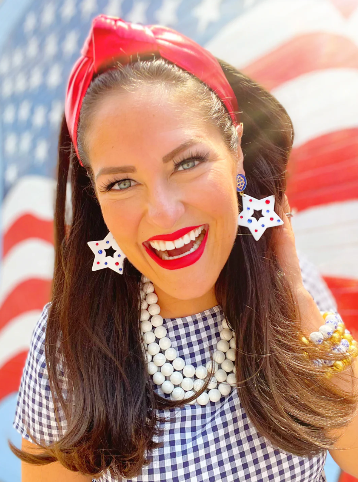 Red Puff Metallic Knotted Headband