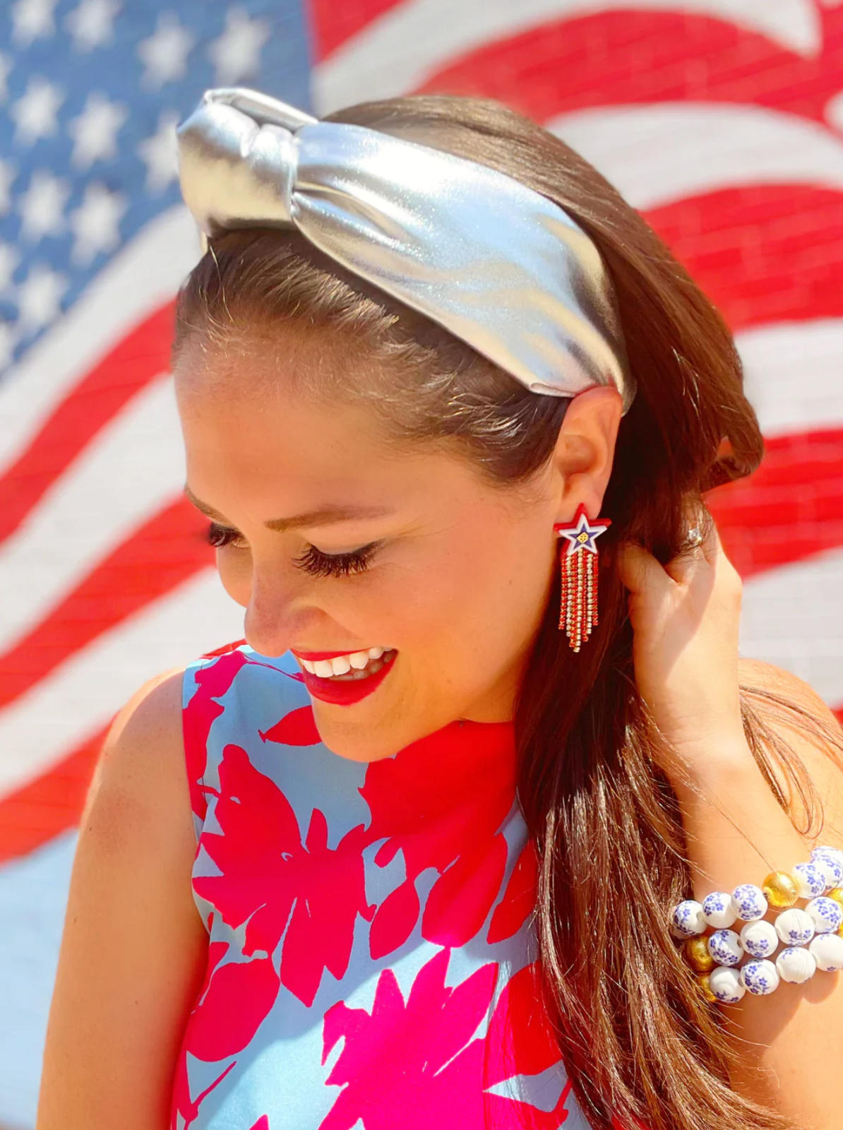 Silver Puff Metallic Knotted Headband