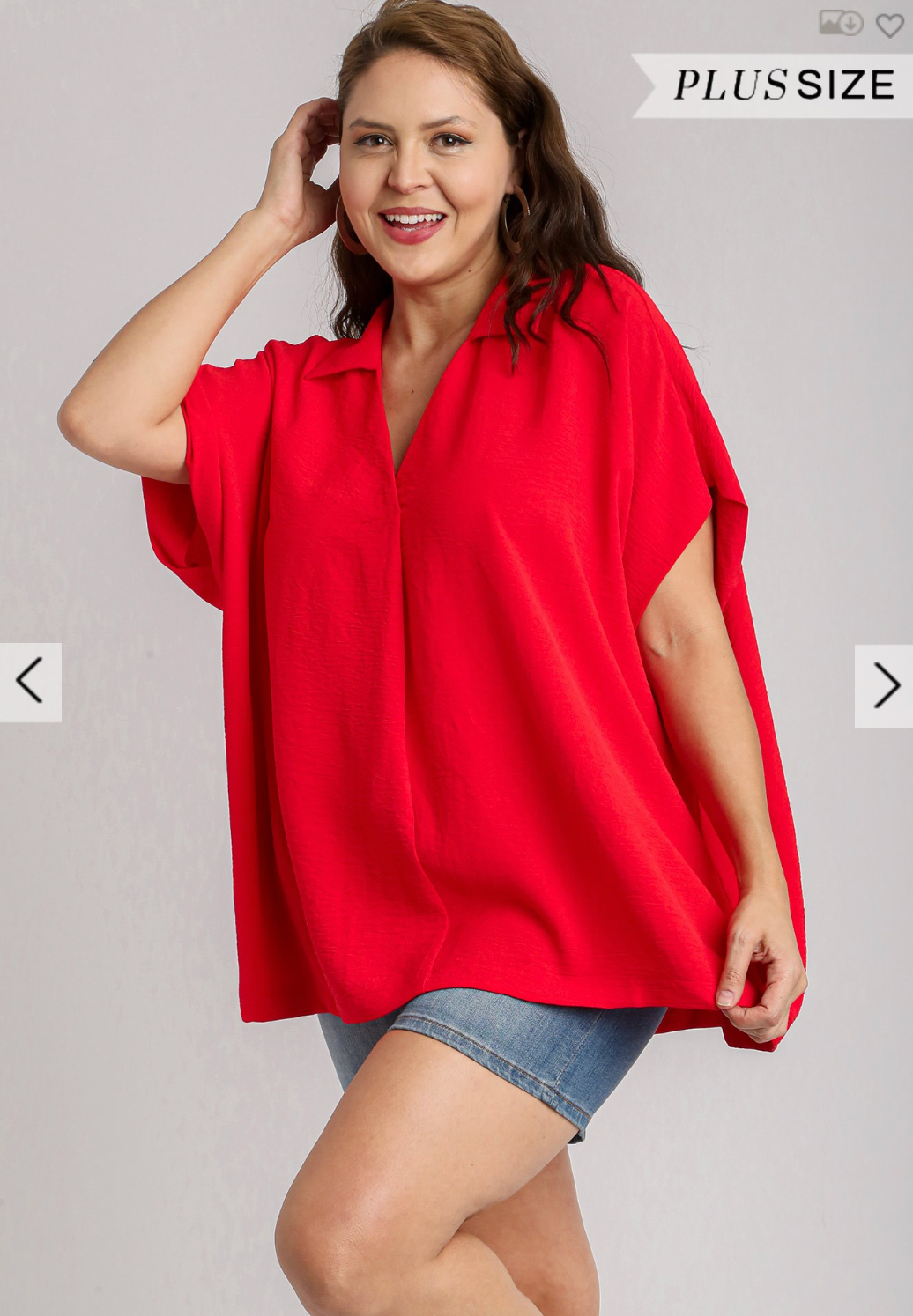 Murphy Oversized Collared Top In Red