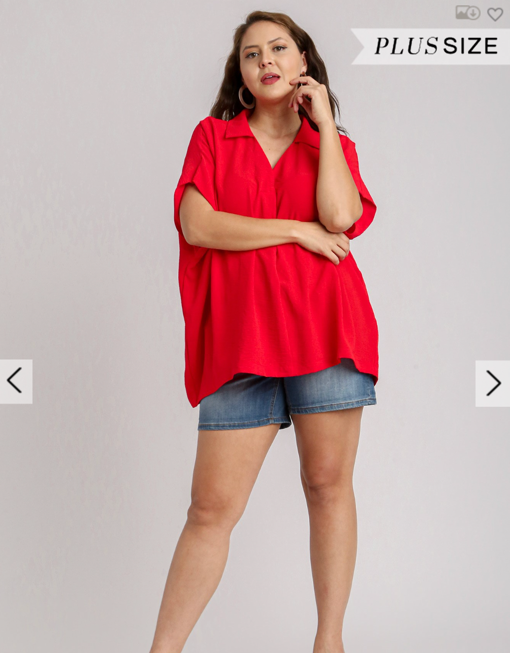 Murphy Oversized Collared Top In Red