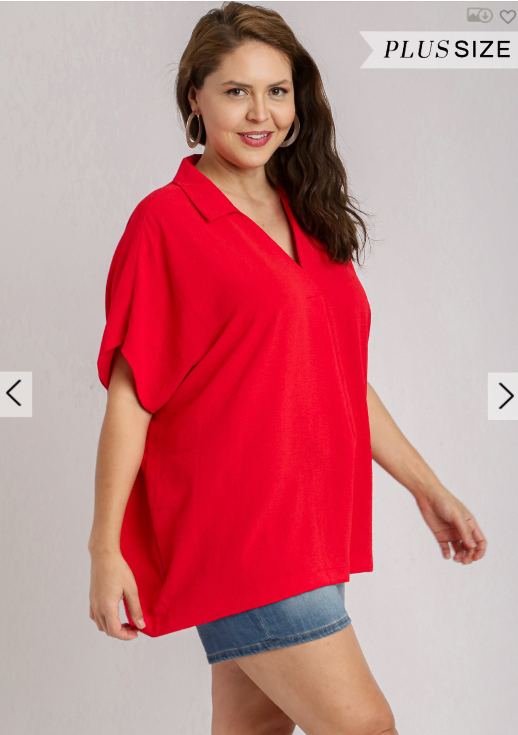 Murphy Oversized Collared Top In Red