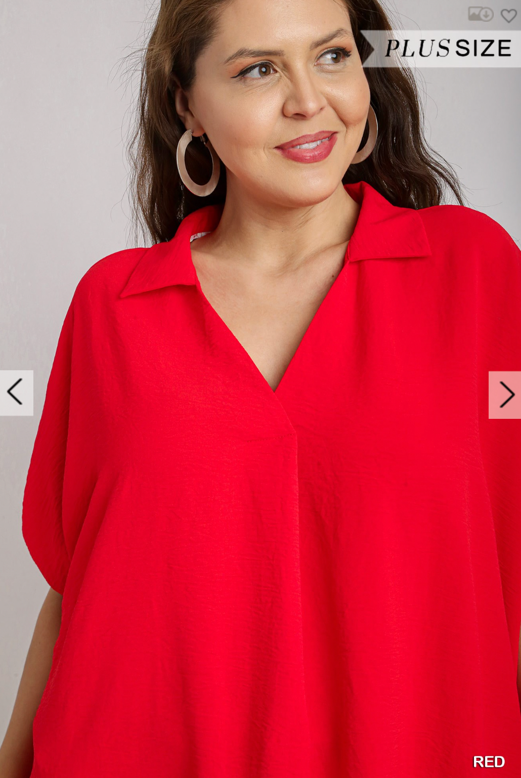 Murphy Oversized Collared Top In Red