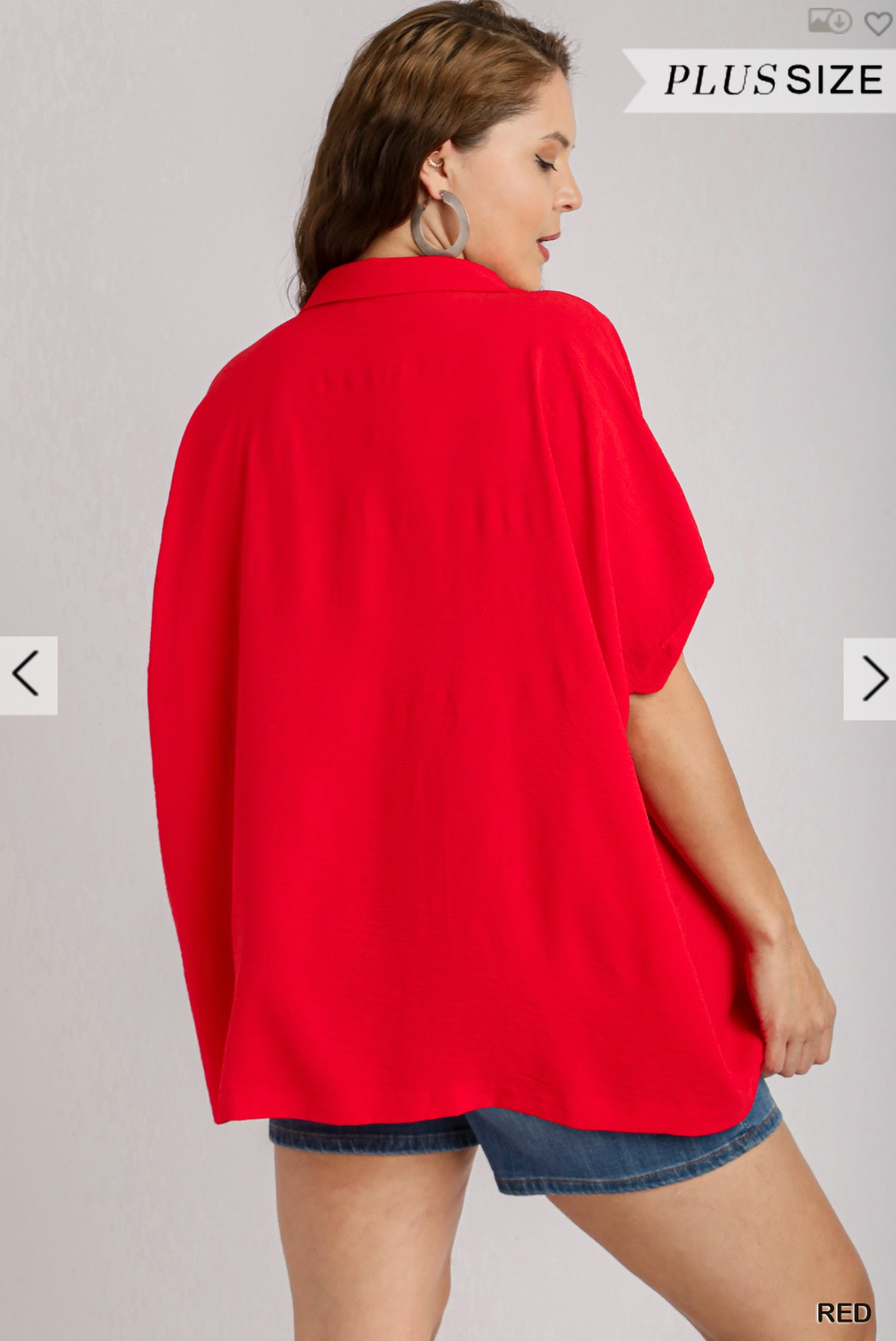 Murphy Oversized Collared Top In Red