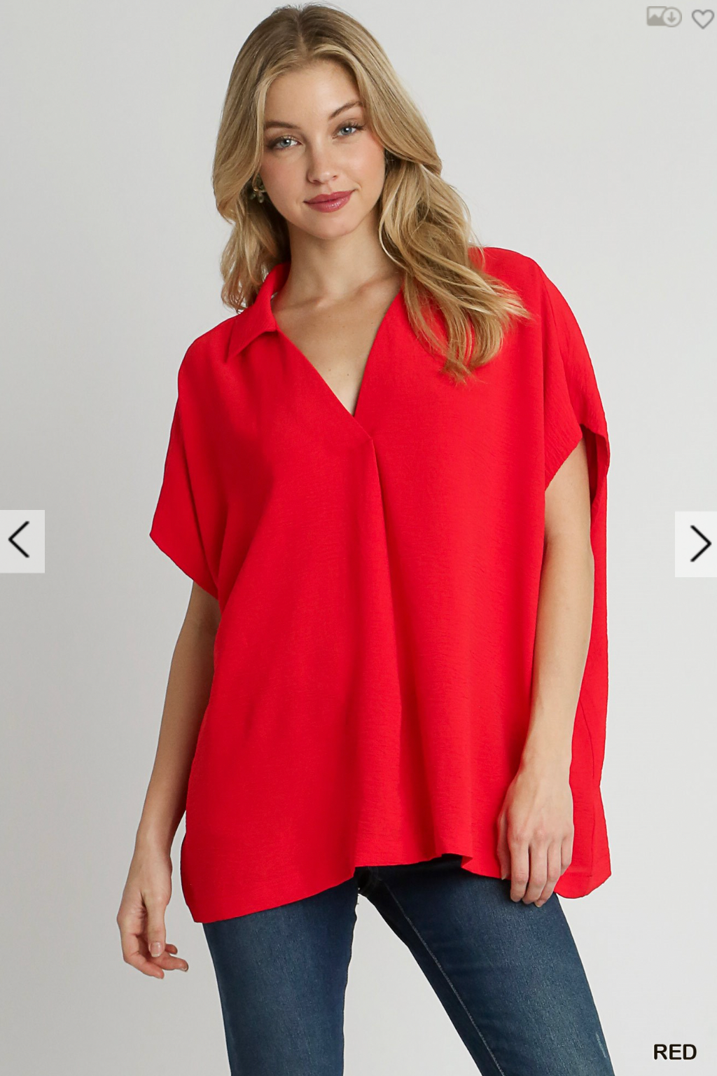 Murphy Oversized Collared Top In Red