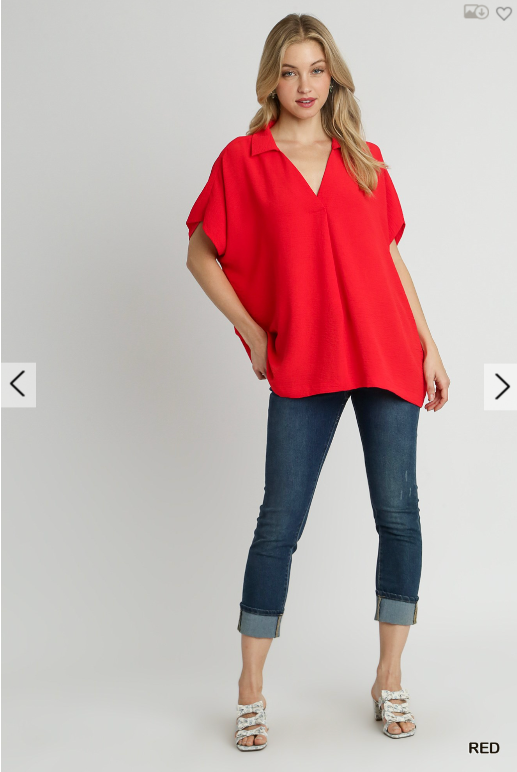 Murphy Oversized Collared Top In Red