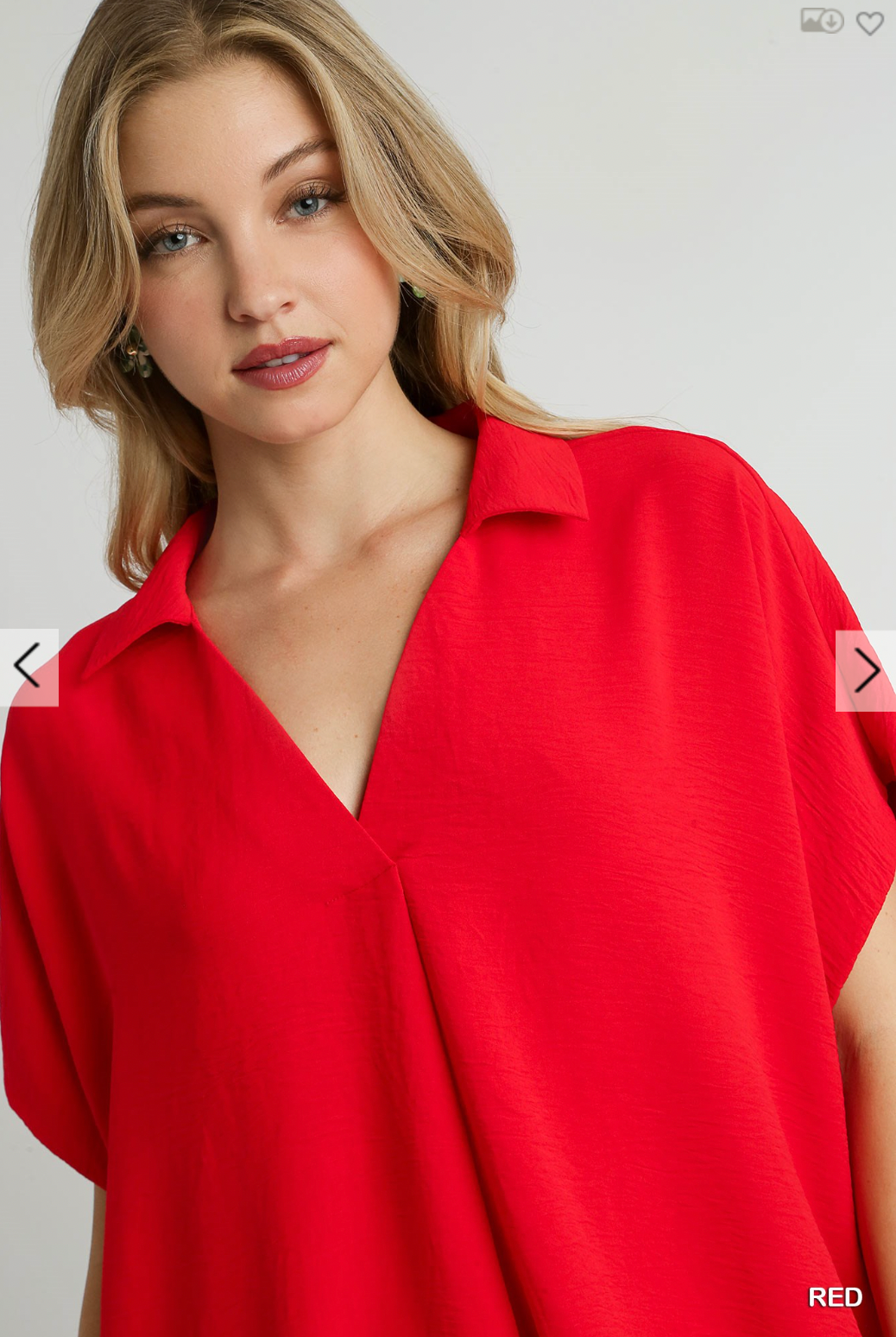 Murphy Oversized Collared Top In Red