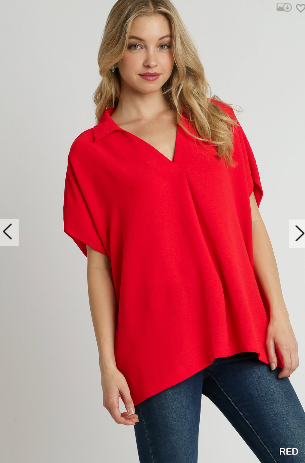 Murphy Oversized Collared Top In Red