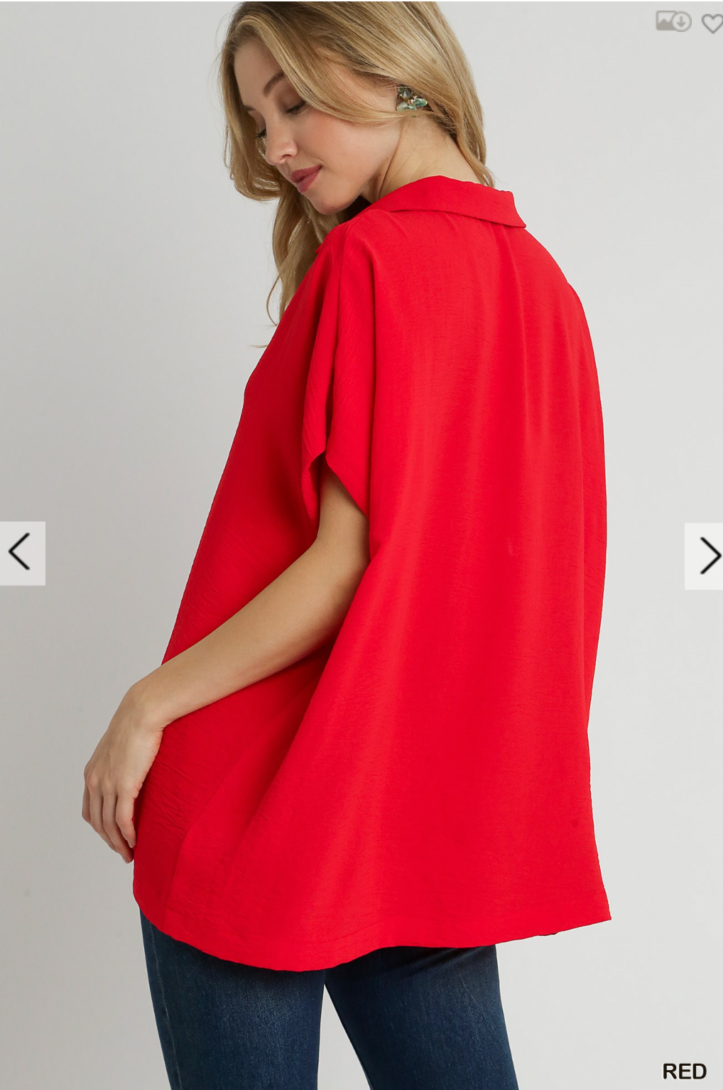 Murphy Oversized Collared Top In Red