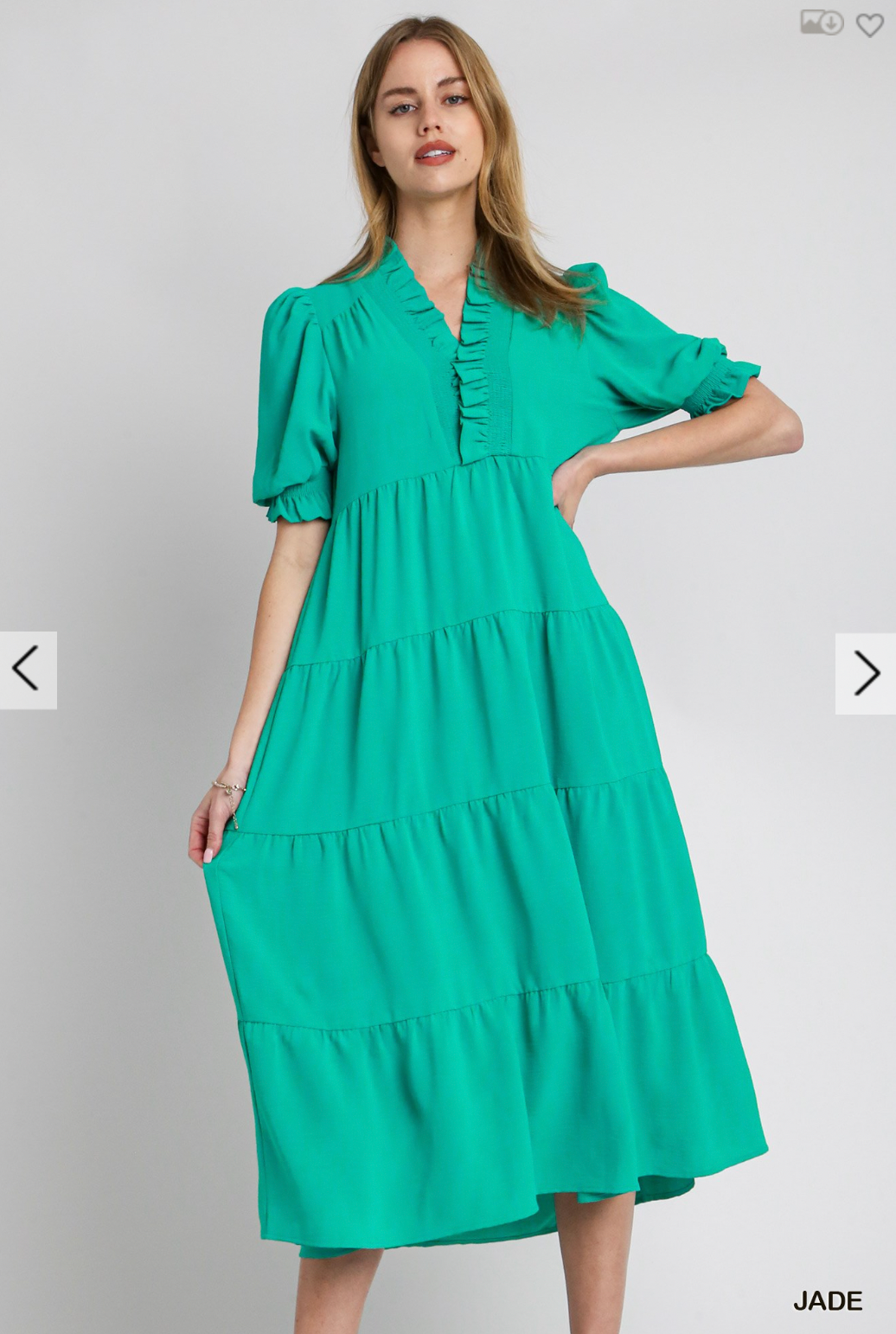 Sawyer Tiered Midi Dress In Jade