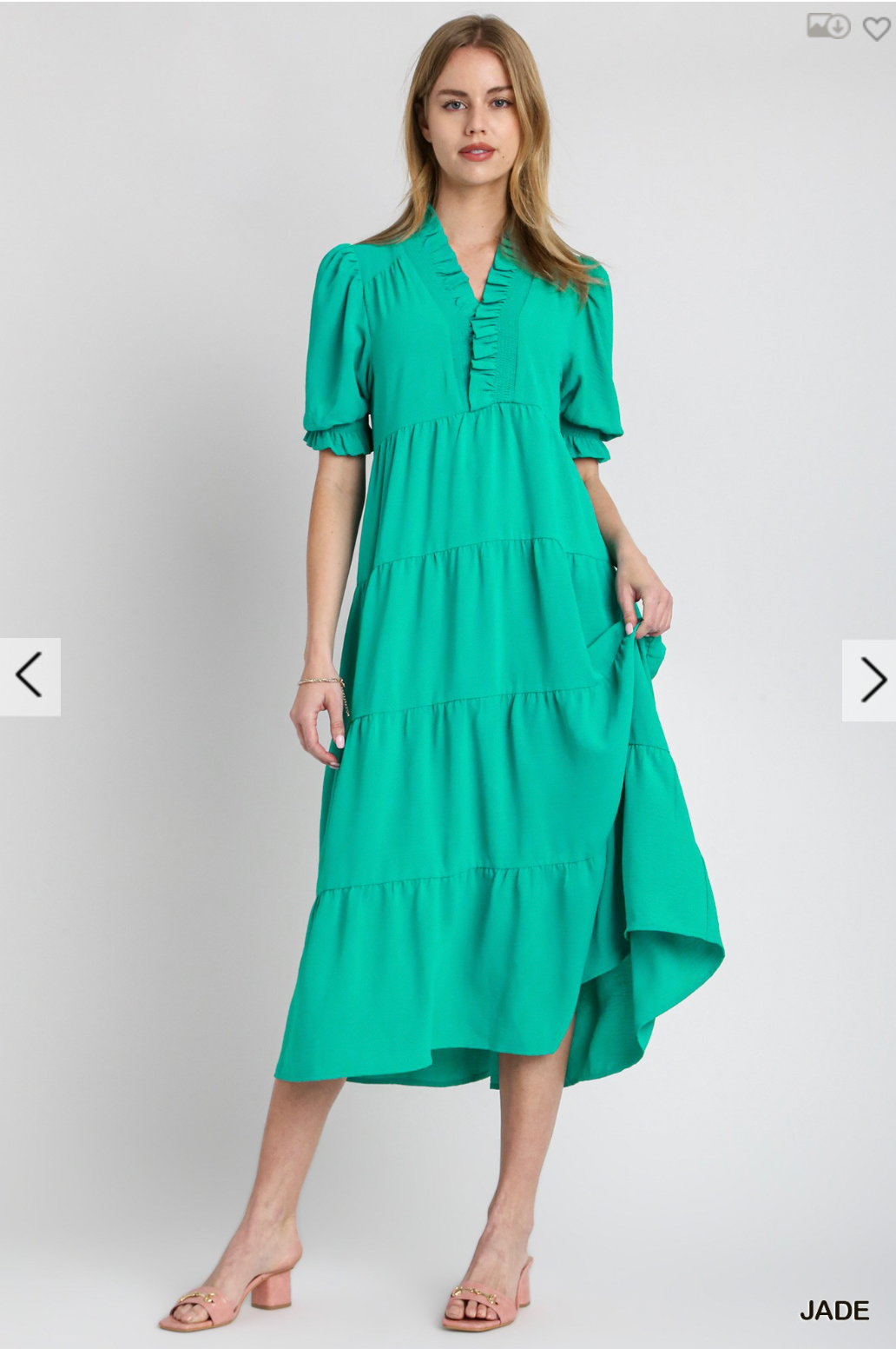 Sawyer Tiered Midi Dress In Jade