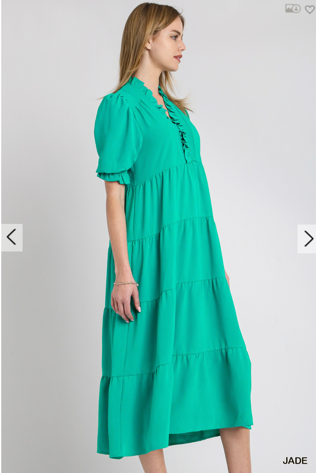 Sawyer Tiered Midi Dress In Jade