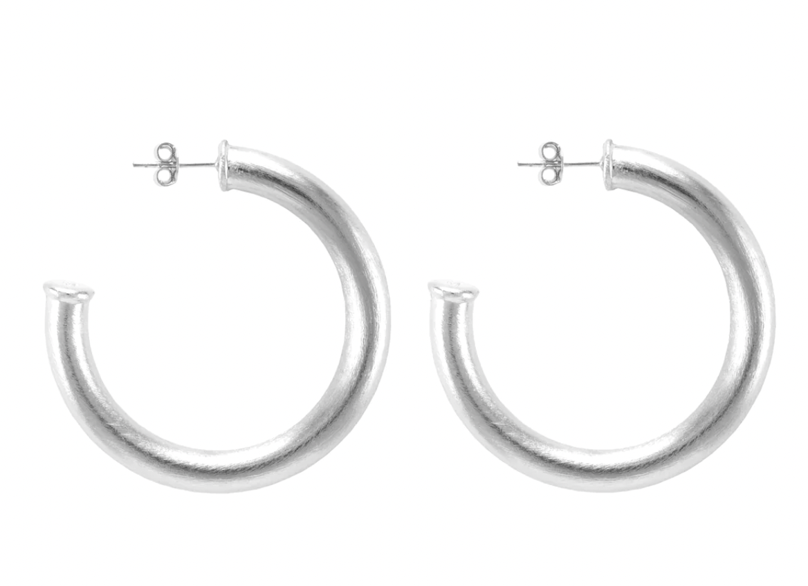 Silver Chantal Hoops 1.75"