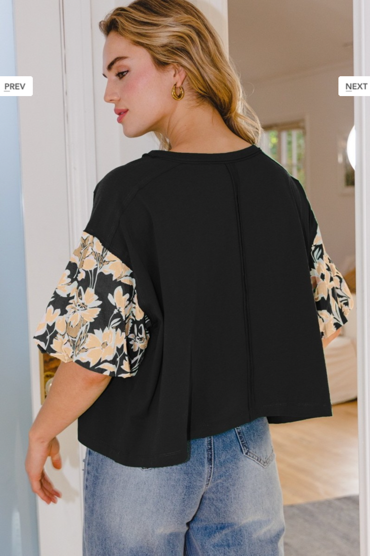 Haynes Floral Sleeve Top In Black