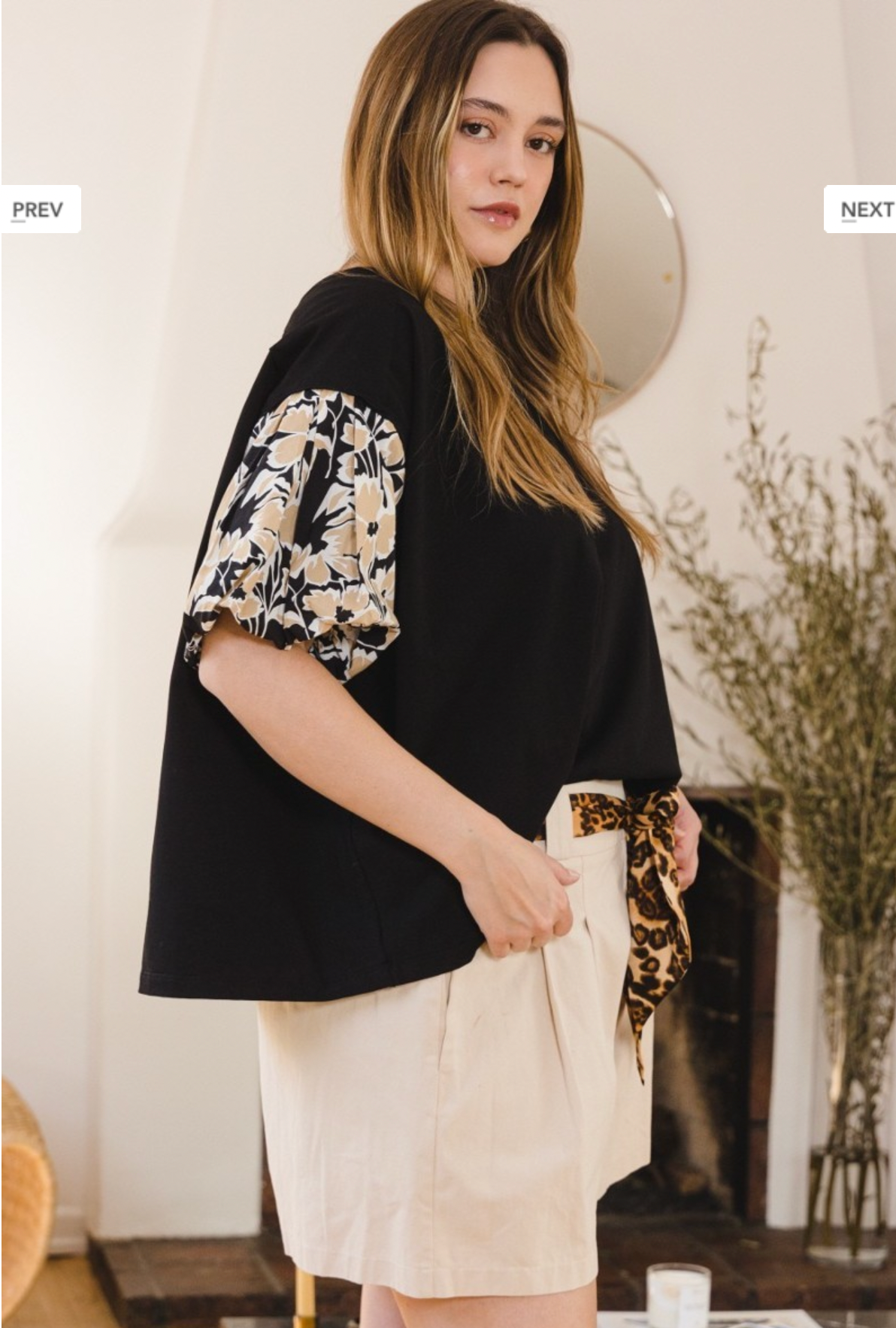 Haynes Floral Sleeve Top In Black